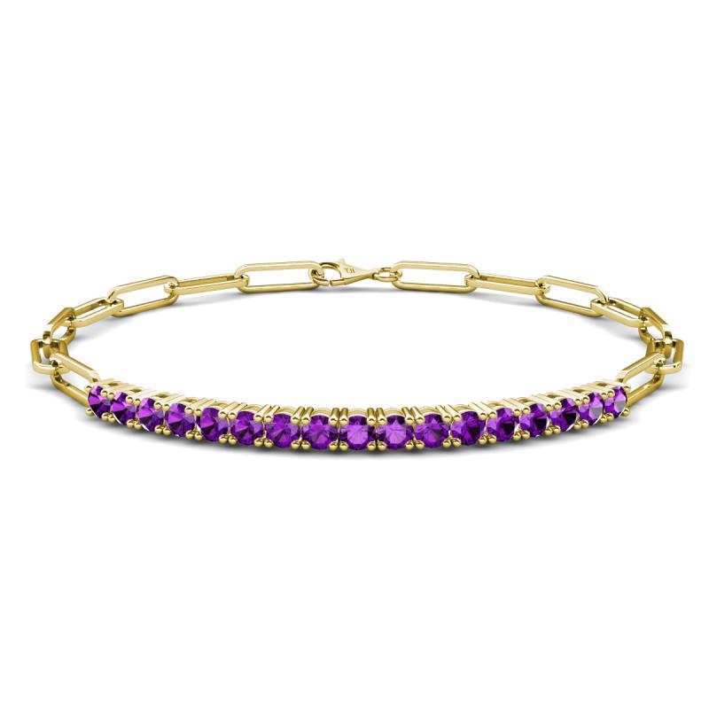 Lily 1.36 ctw Amethyst Paperclip Links Tennis  Bracelet 