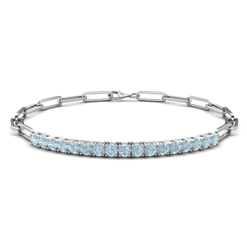 Lily 0.94 ctw Aquamarine Paperclip Links Tennis  Bracelet 