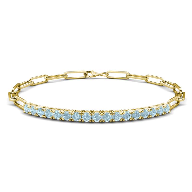 Lily 0.94 ctw Aquamarine Paperclip Links Tennis  Bracelet 