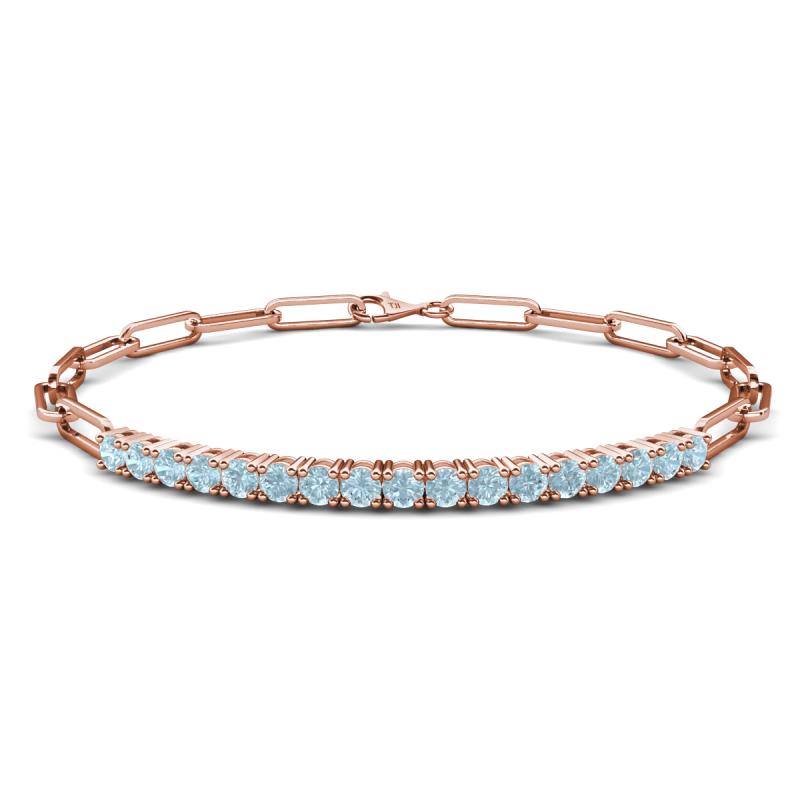 Lily 0.94 ctw Aquamarine Paperclip Links Tennis  Bracelet 