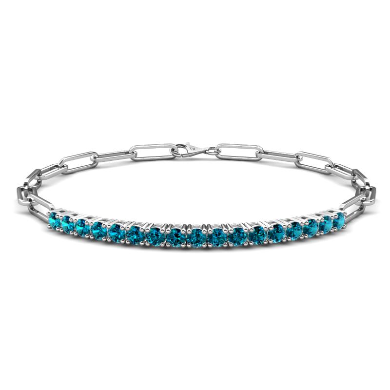 Lily 1.19 ctw Blue Diamonds Paperclip Links Tennis  Bracelet 
