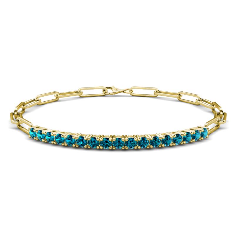 Lily 1.19 ctw Blue Diamonds Paperclip Links Tennis  Bracelet 