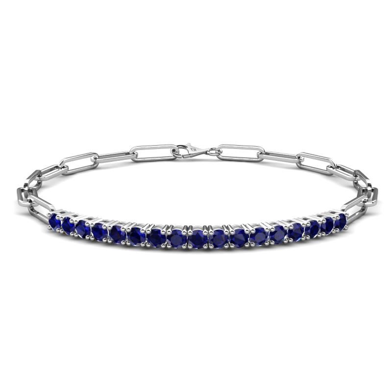 Lily 1.28 ctw Blue Sapphire Paperclip Links Tennis  Bracelet 