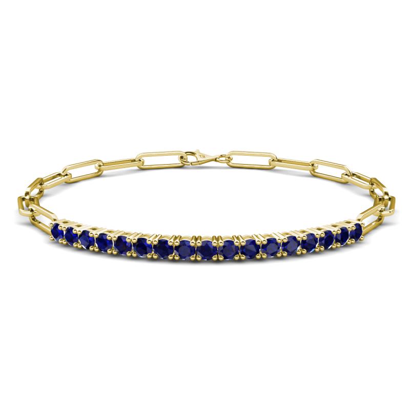 Lily 1.28 ctw Blue Sapphire Paperclip Links Tennis  Bracelet 