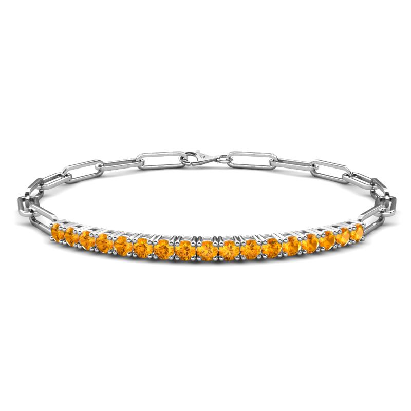Lily 1.36 ctw Citrine Paperclip Links Tennis  Bracelet 