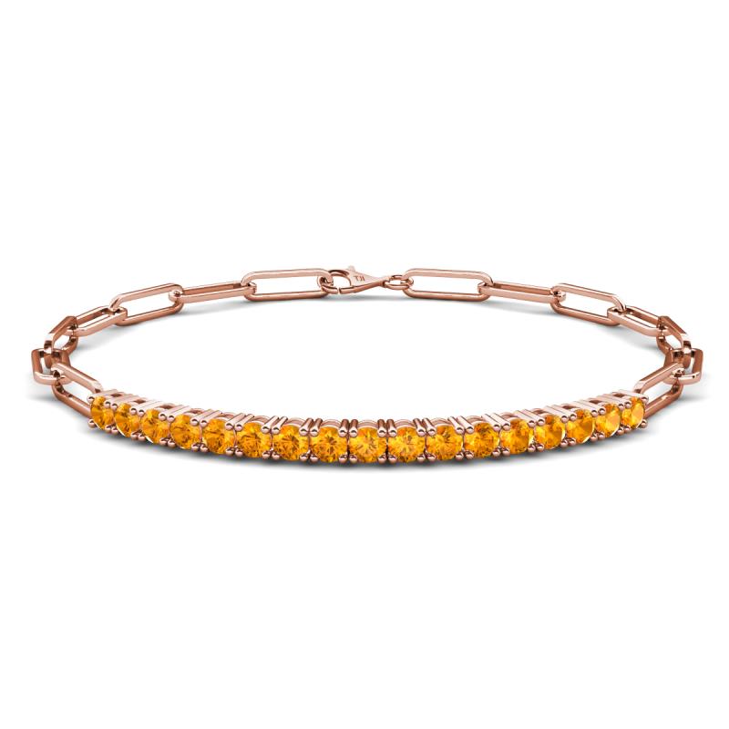 Lily 1.36 ctw Citrine Paperclip Links Tennis  Bracelet 