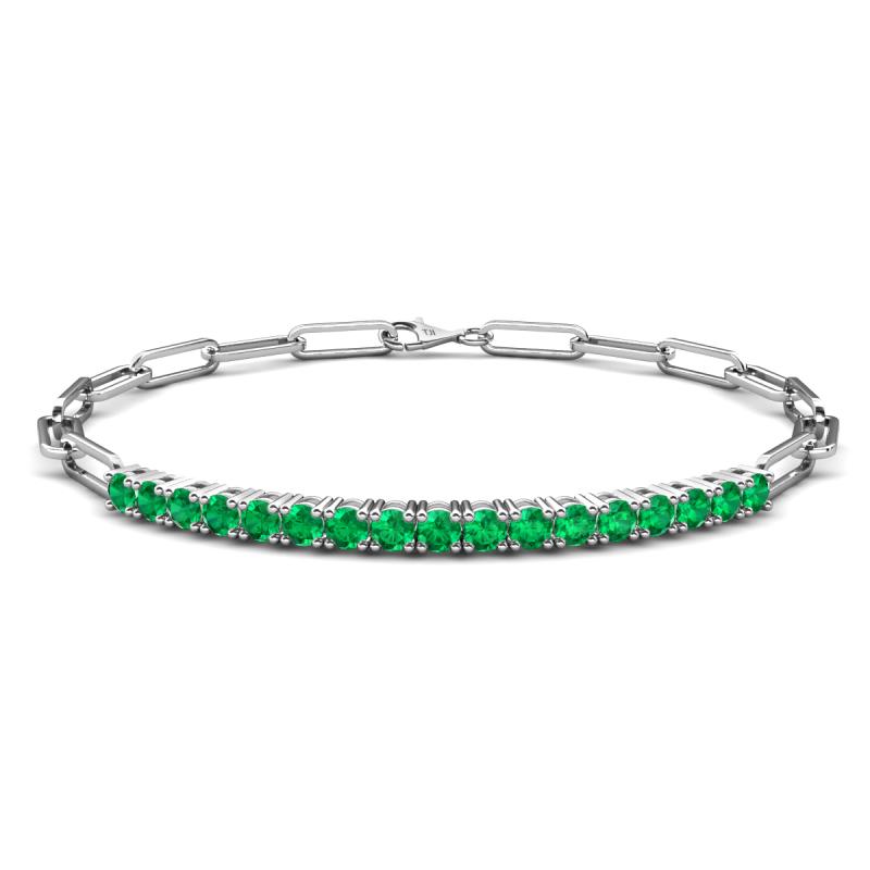 Lily 0.94 ctw Emerald Paperclip Links Tennis  Bracelet 
