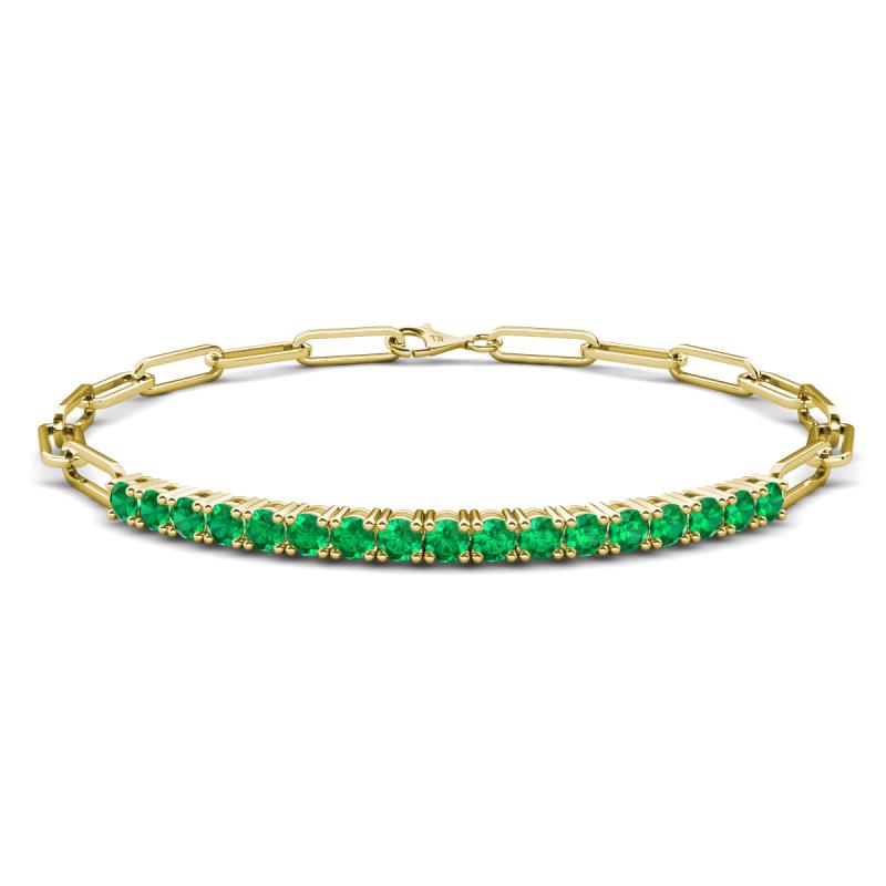 Lily 0.94 ctw Emerald Paperclip Links Tennis  Bracelet 