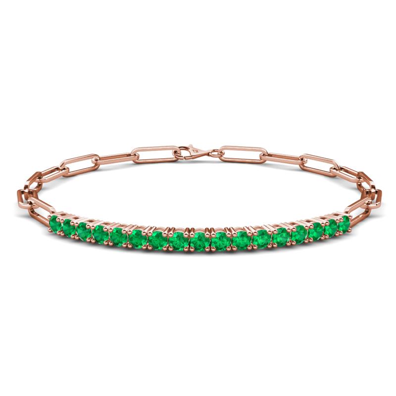 Lily 0.94 ctw Emerald Paperclip Links Tennis  Bracelet 