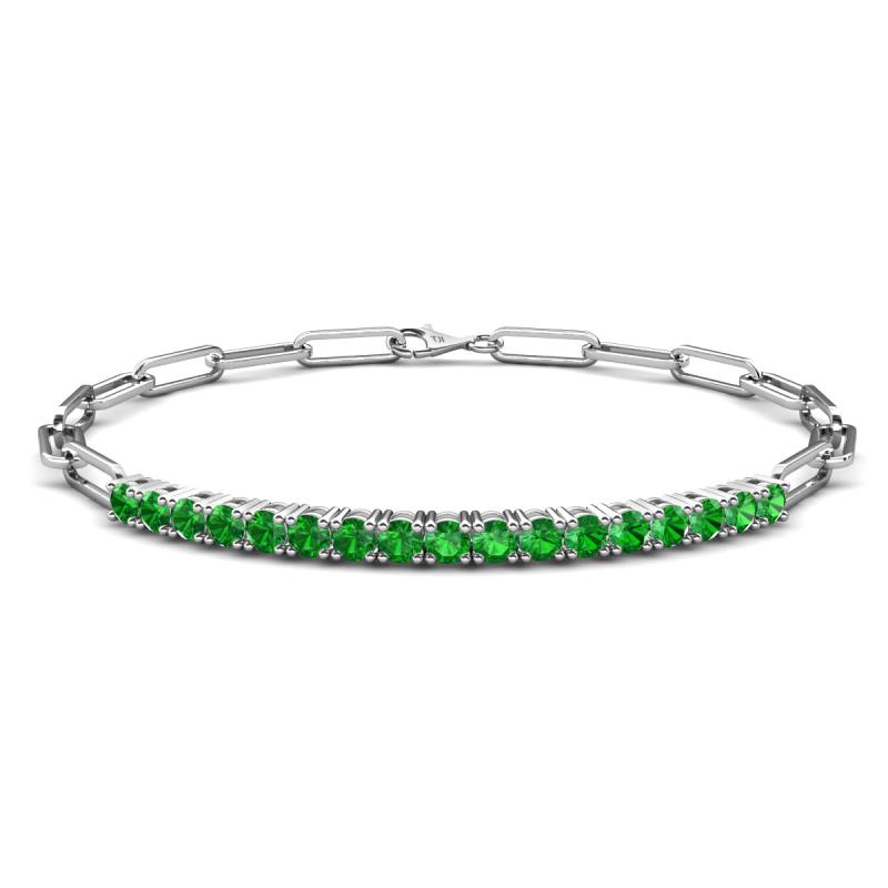 Lily 1.43 ctw Green Garnet Paperclip Links Tennis  Bracelet 