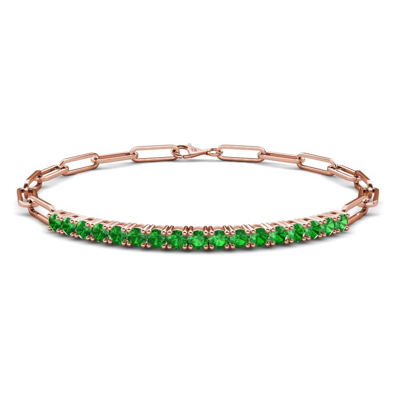Lily 1.43 ctw Green Garnet Paperclip Links Tennis  Bracelet 