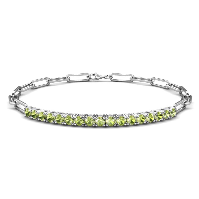 Lily 1.43 ctw Peridot Paperclip Links Tennis  Bracelet 
