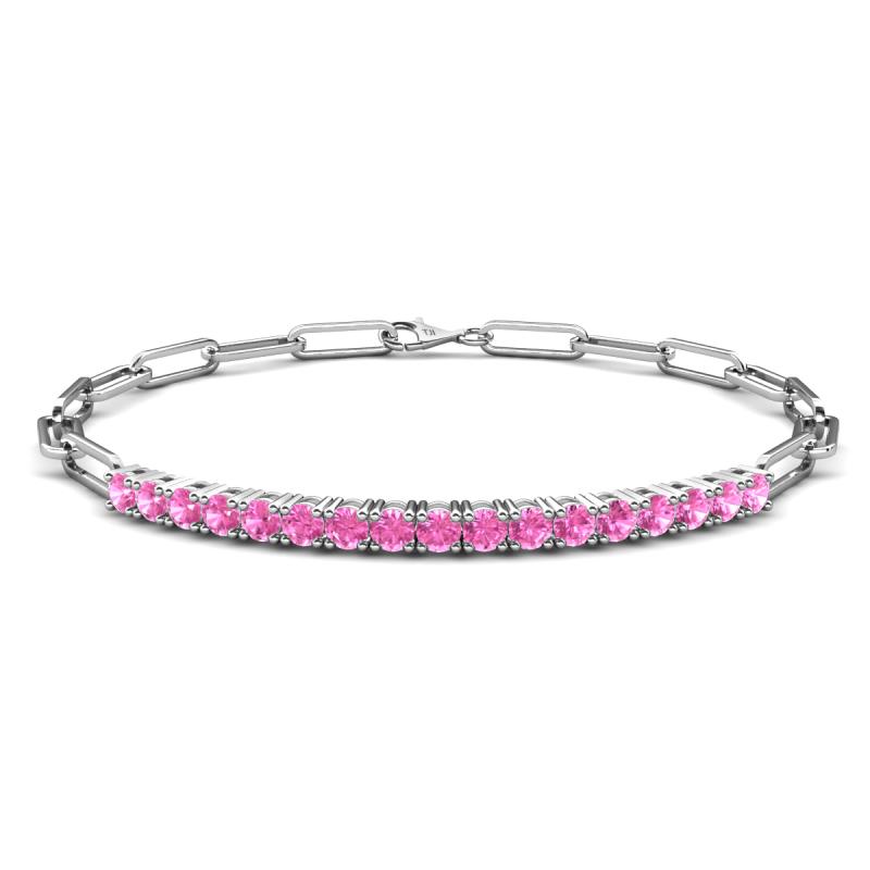 Lily 1.28 ctw Pink Sapphire Paperclip Links Tennis  Bracelet 