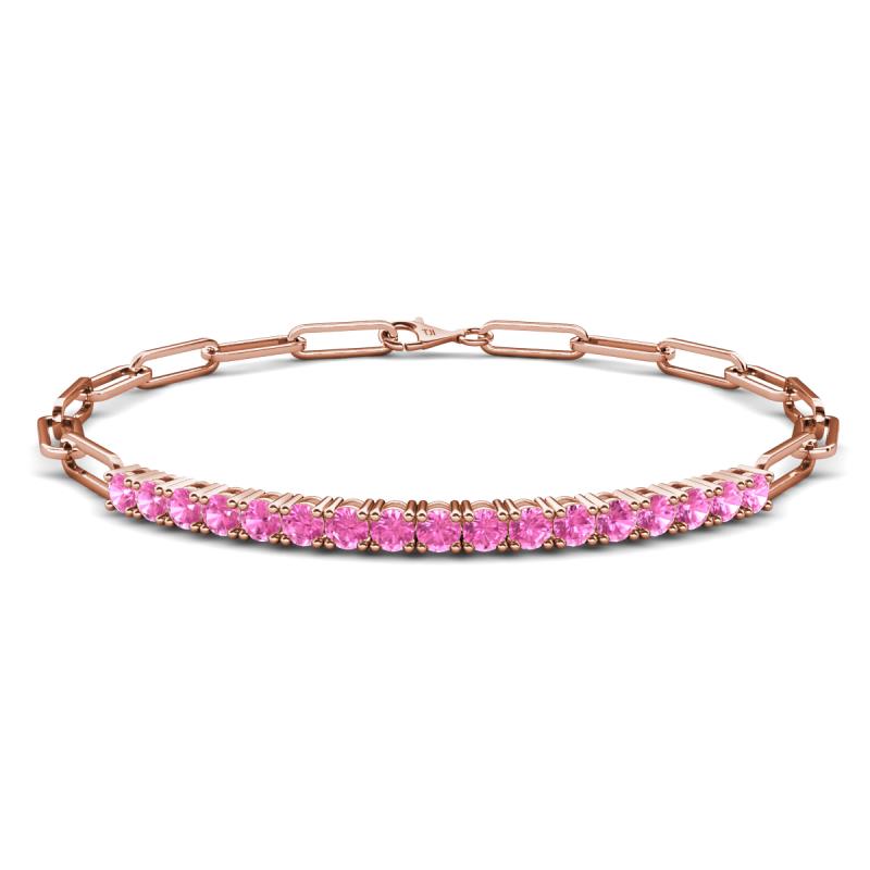 Lily 1.28 ctw Pink Sapphire Paperclip Links Tennis  Bracelet 