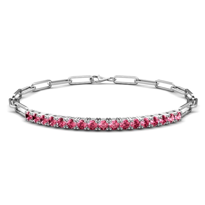 Lily 0.94 ctw Pink Tourmaline Paperclip Links Tennis  Bracelet 