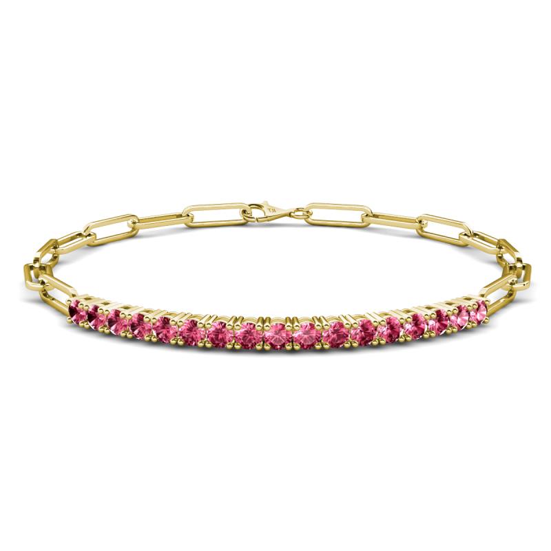 Lily 0.94 ctw Pink Tourmaline Paperclip Links Tennis  Bracelet 