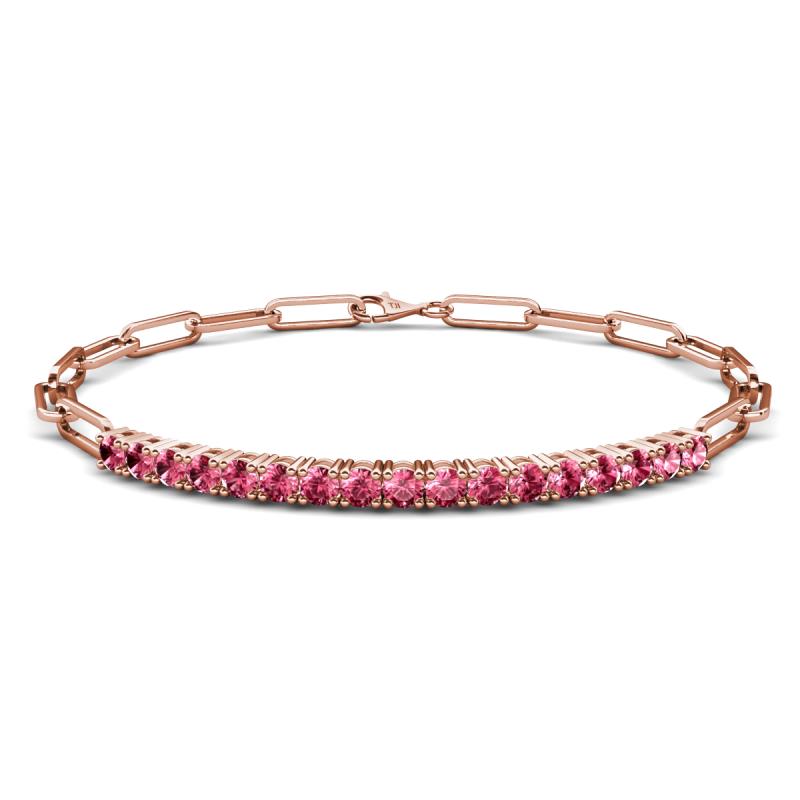 Lily 0.94 ctw Pink Tourmaline Paperclip Links Tennis  Bracelet 