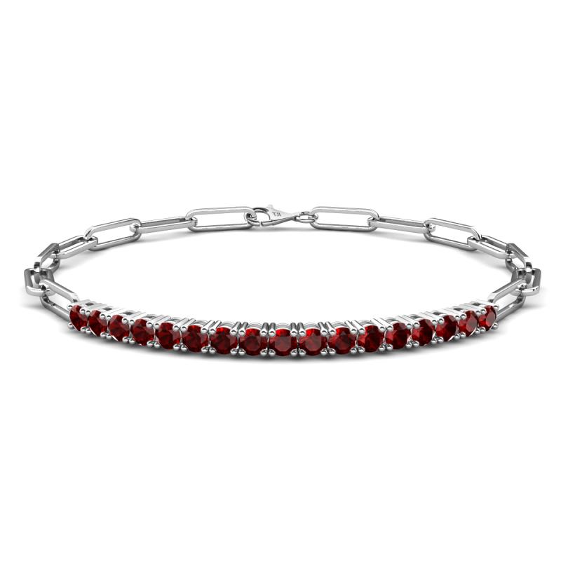 Lily 1.43 ctw Red Garnet Paperclip Links Tennis  Bracelet 