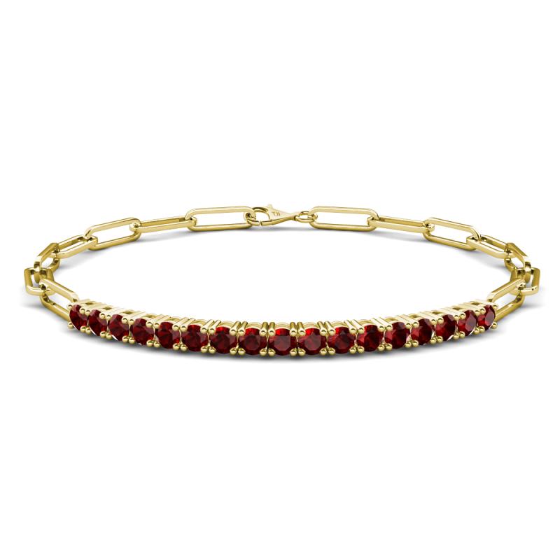 Lily 1.43 ctw Red Garnet Paperclip Links Tennis  Bracelet 