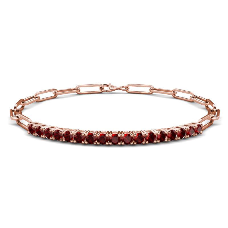 Lily 1.43 ctw Red Garnet Paperclip Links Tennis  Bracelet 