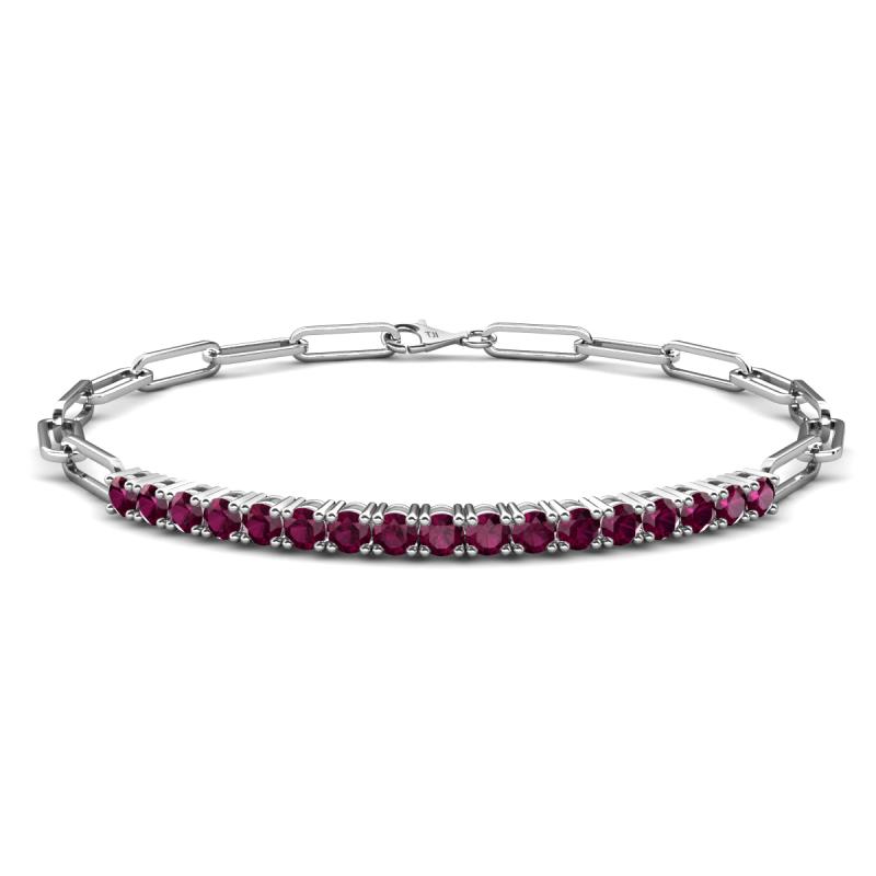 Lily 1.43 ctw Rhodolite Garnet Paperclip Links Tennis  Bracelet 