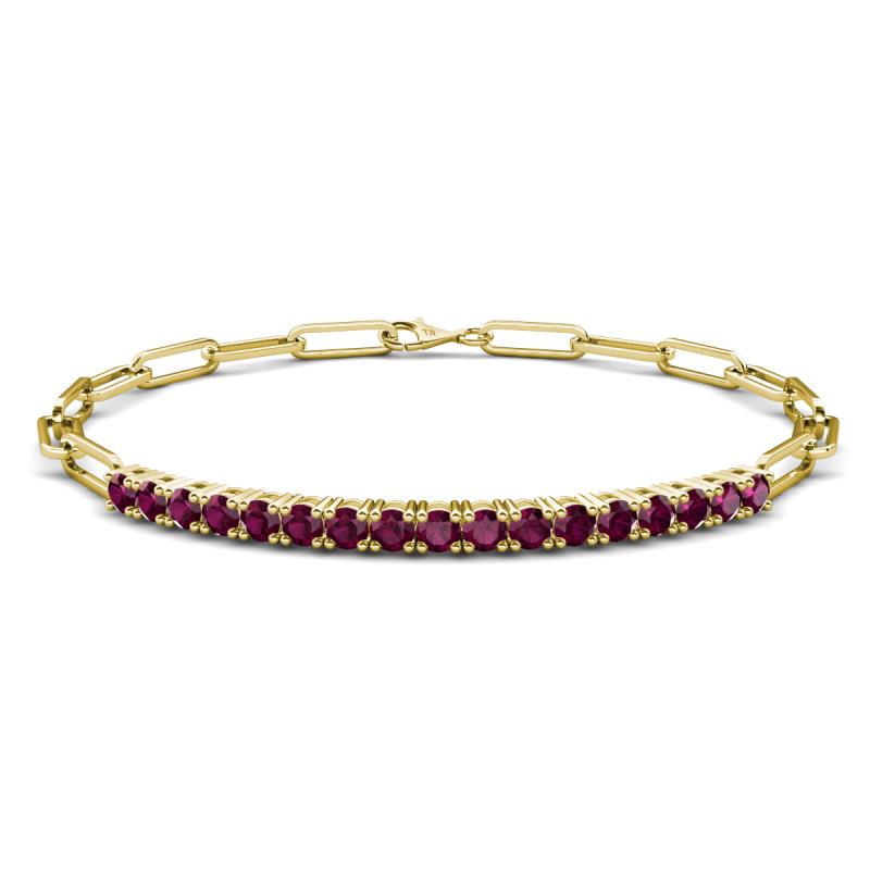 Lily 1.43 ctw Rhodolite Garnet Paperclip Links Tennis  Bracelet 