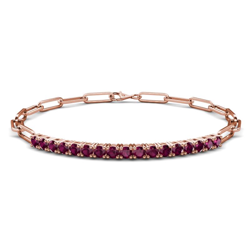 Lily 1.43 ctw Rhodolite Garnet Paperclip Links Tennis  Bracelet 