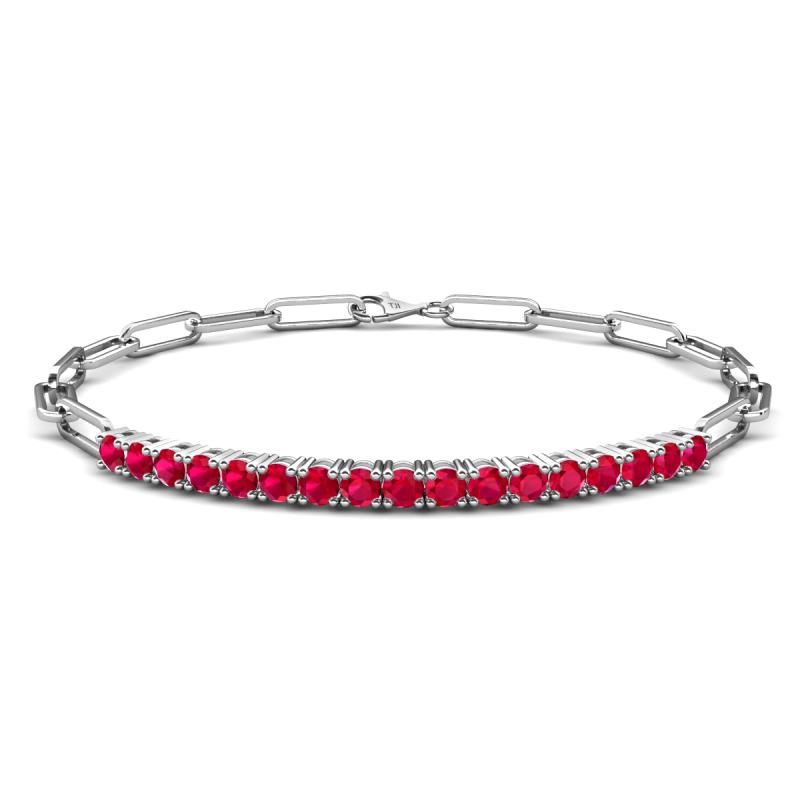 Lily 1.28 ctw Ruby Paperclip Links Tennis  Bracelet 