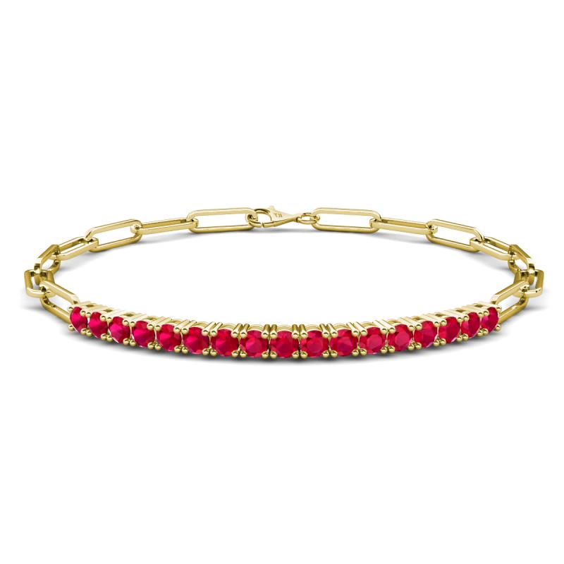 Lily 1.28 ctw Ruby Paperclip Links Tennis  Bracelet 