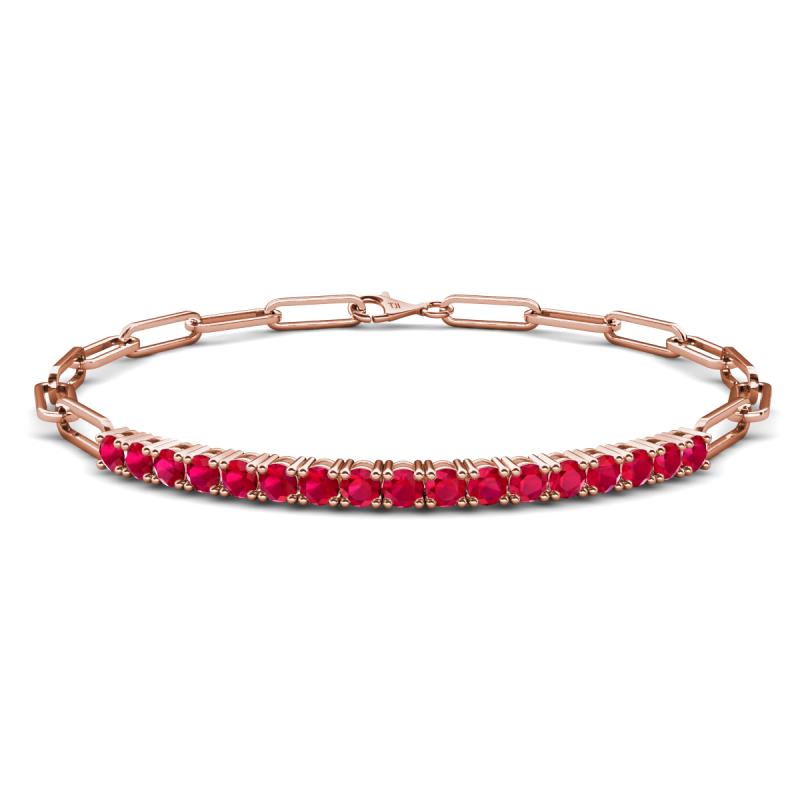 Lily 1.28 ctw Ruby Paperclip Links Tennis  Bracelet 