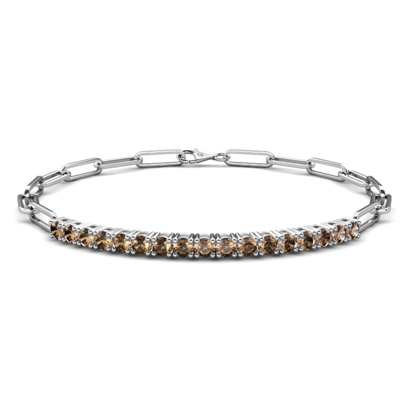 Lily 1.19 ctw Smoky Quartz Paperclip Links Tennis  Bracelet 