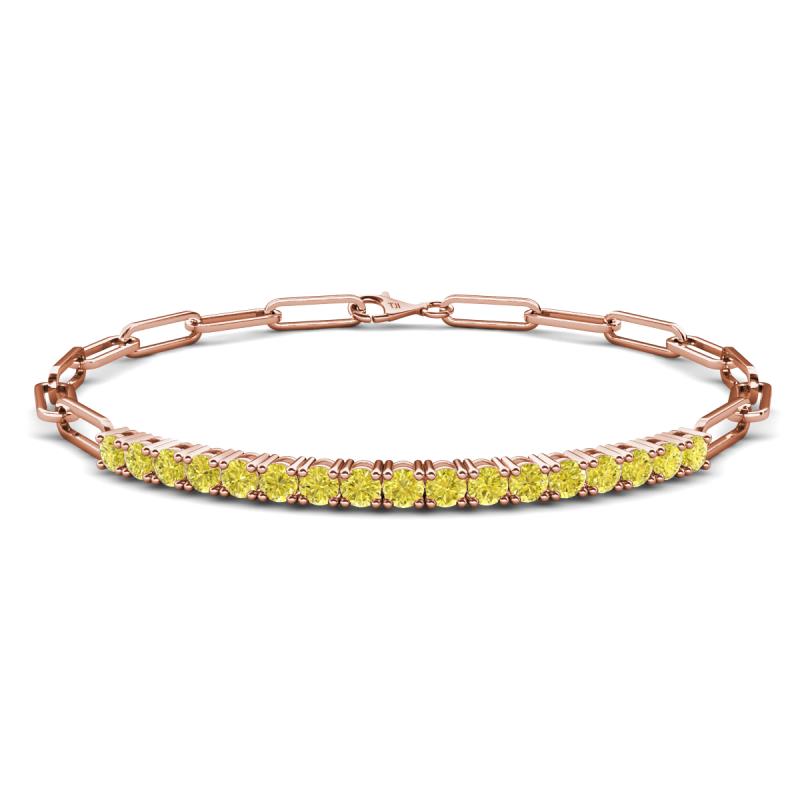 Lily 1.19 ctw Yellow Diamonds Paperclip Links Tennis  Bracelet 