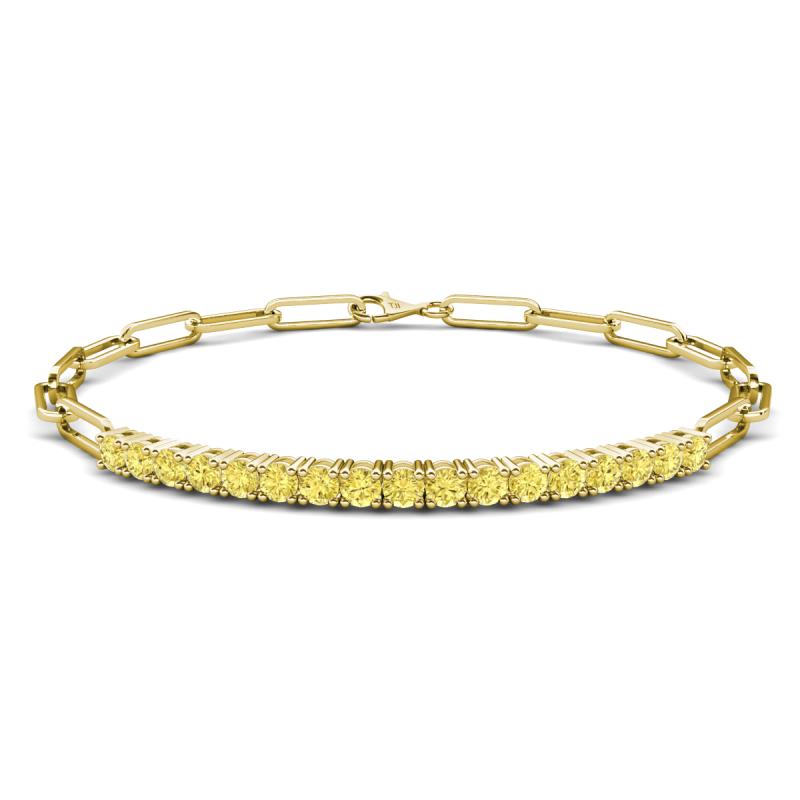 Lily 1.28 ctw Yellow Sapphire Paperclip Links Tennis  Bracelet 