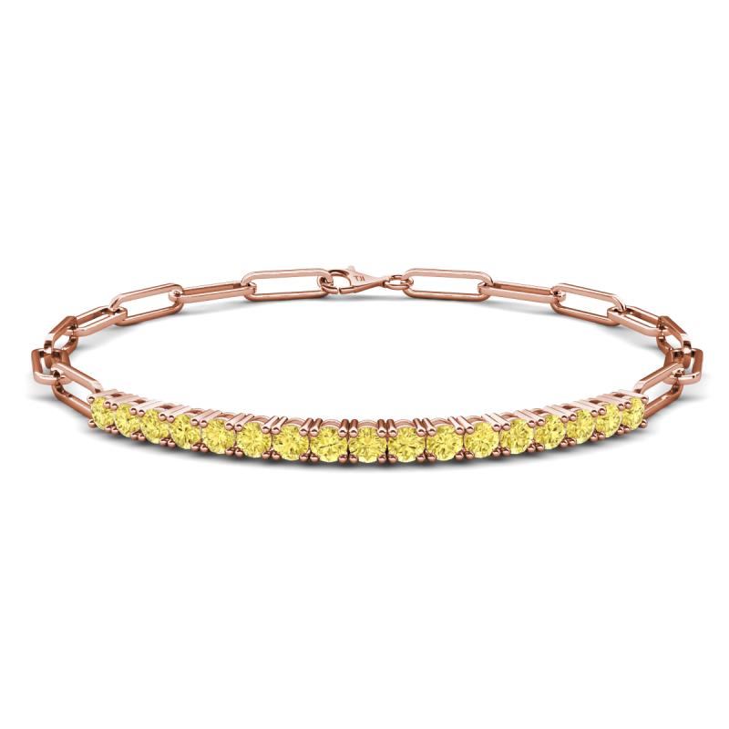 Lily 1.28 ctw Yellow Sapphire Paperclip Links Tennis  Bracelet 
