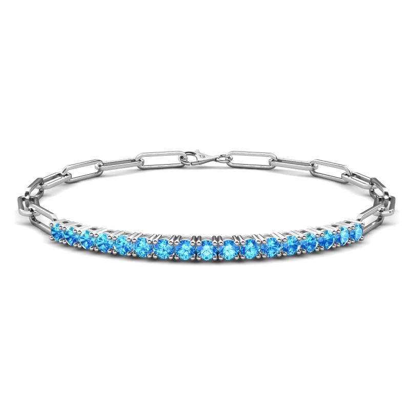 Lily 1.11 ctw Blue Topaz Paperclip Links Tennis  Bracelet 