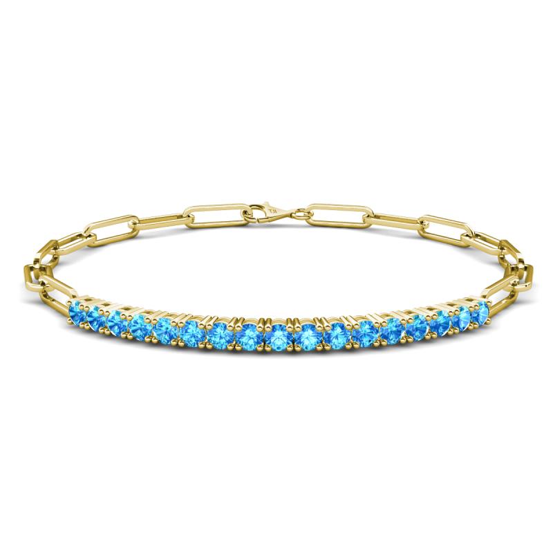 Lily 1.11 ctw Blue Topaz Paperclip Links Tennis  Bracelet 