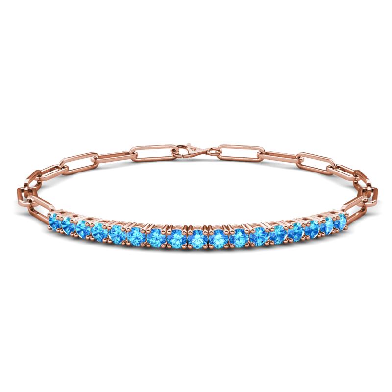 Lily 1.11 ctw Blue Topaz Paperclip Links Tennis  Bracelet 