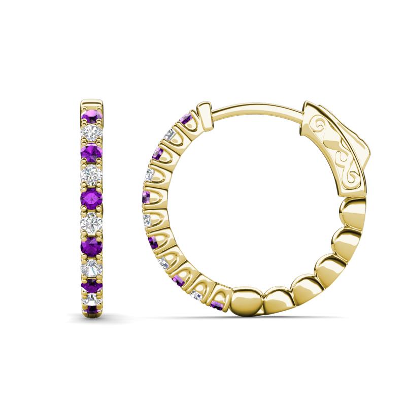 Anna 0.83 ctw Amethyst and Lab Grown Diamonds (2.00 mm) Hoop Earrings 