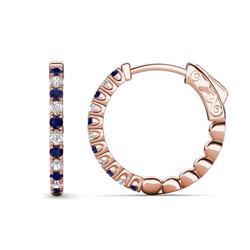 Anna 0.71 ctw Blue Sapphire and Lab Grown Diamonds (2.00 mm) Hoop Earrings 