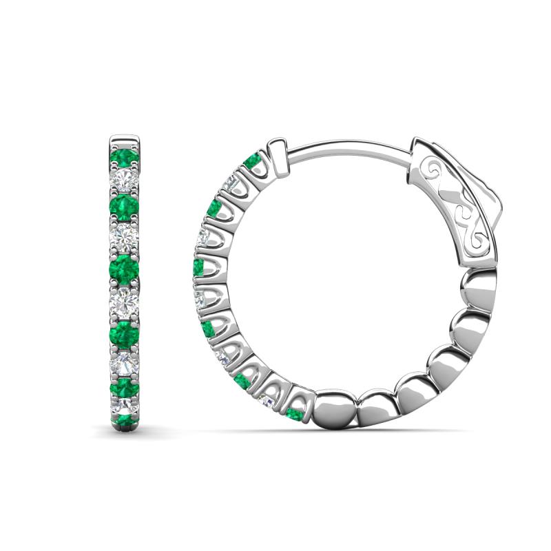 Anna 0.65 ctw Emerald and Lab Grown Diamonds (2.00 mm) Hoop Earrings 