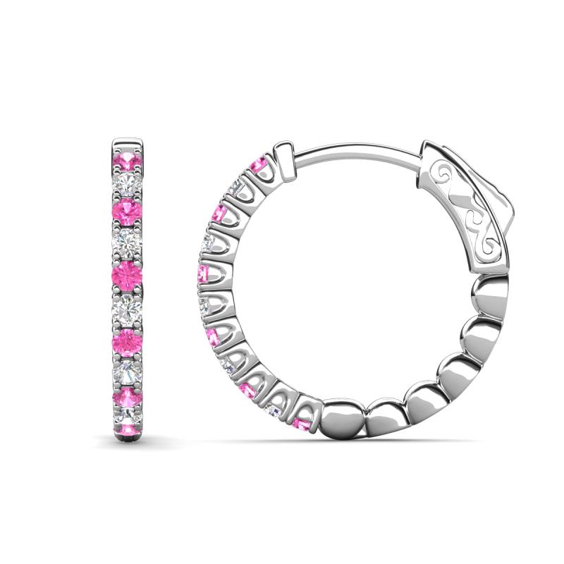 Anna 0.71 ctw Pink Sapphire and Lab Grown Diamonds (2.00 mm) Hoop Earrings 