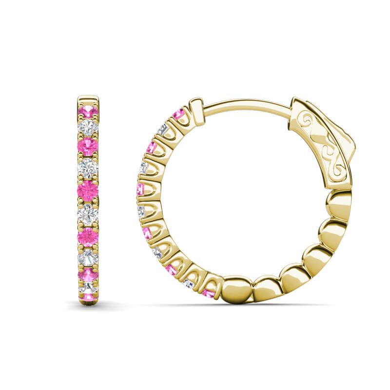 Anna 0.71 ctw Pink Sapphire and Lab Grown Diamonds (2.00 mm) Hoop Earrings 
