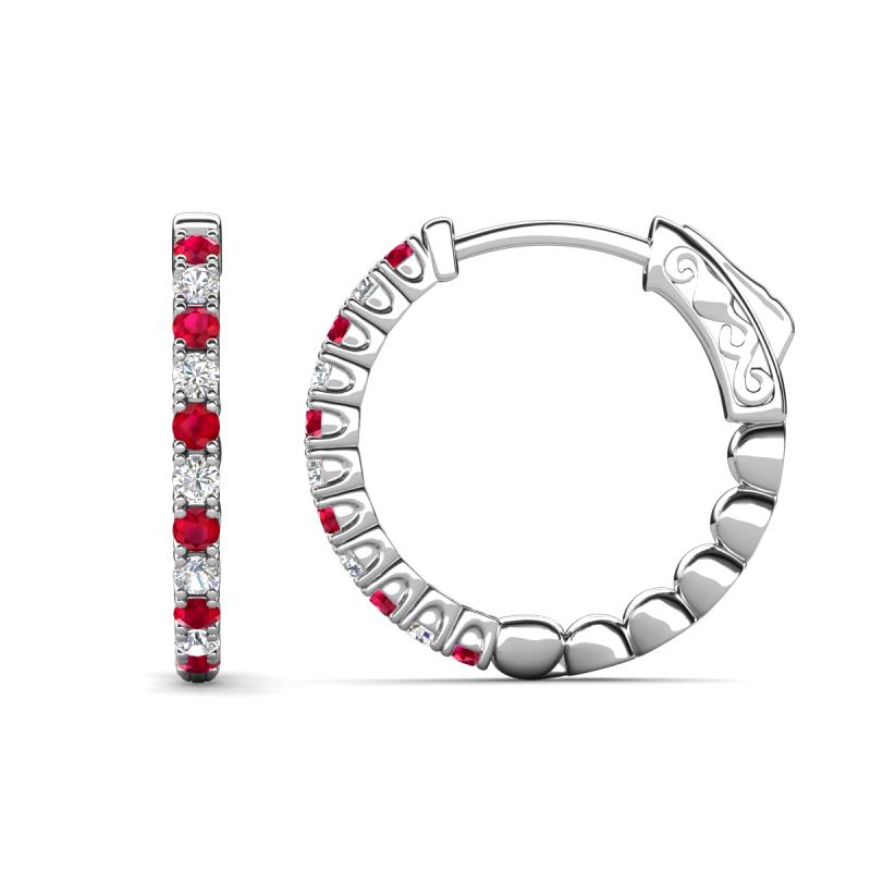 Anna 0.77 ctw Ruby and Lab Grown Diamonds (2.00 mm) Hoop Earrings 