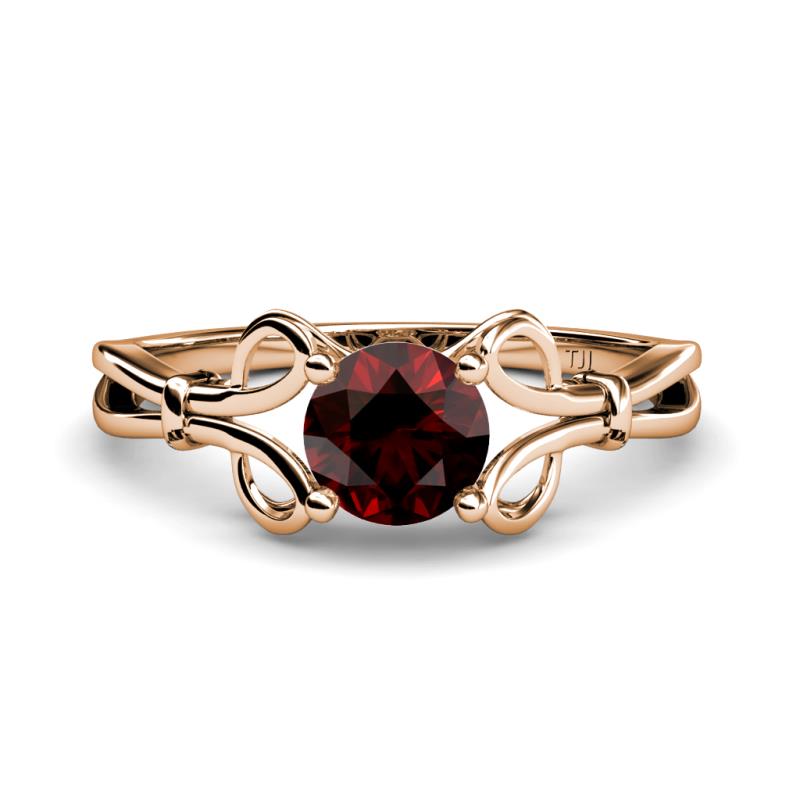 Trissie Red Garnet Floral Solitaire Engagement Ring 