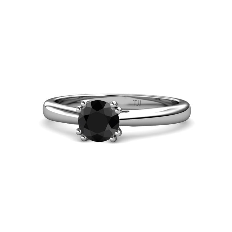 Alaya Signature 6.00 mm Round Black Diamond 8 Prong Solitaire Engagement Ring 