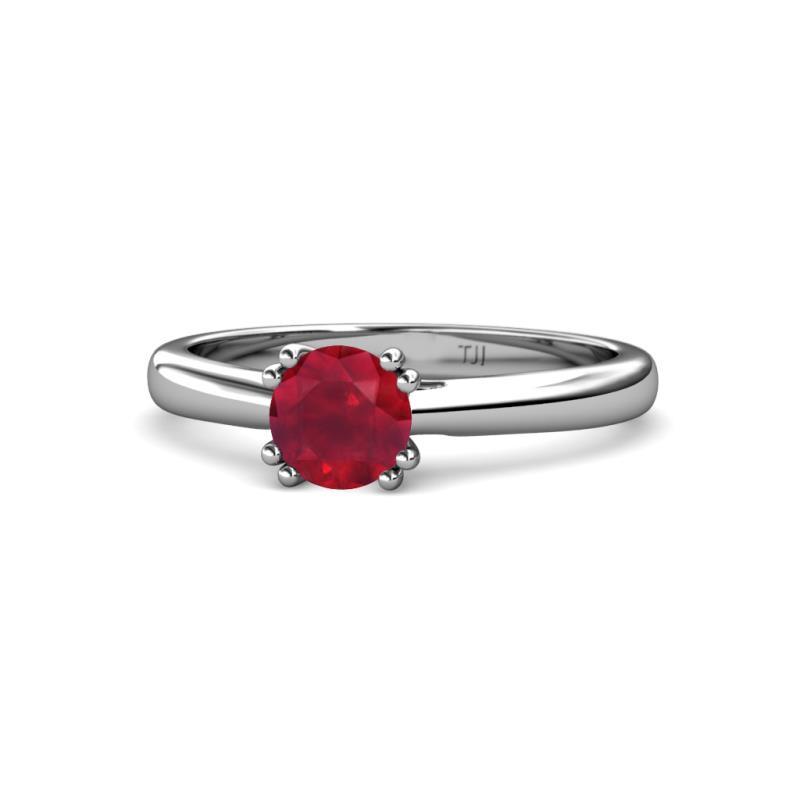 Alaya Signature 6.00 mm Round Ruby 8 Prong Solitaire Engagement Ring 