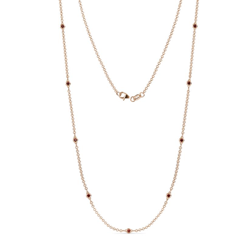 Adia (9 Stn/2mm) Red Garnet on Cable Necklace 