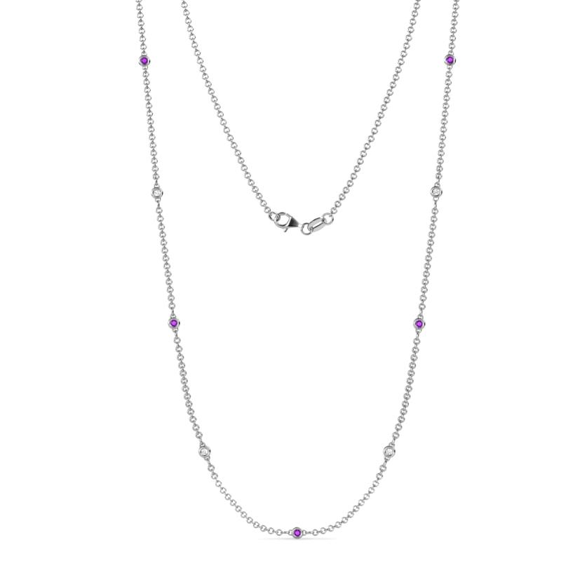 Adia (9 Stn/2mm) Amethyst and Lab Grown Diamond on Cable Necklace 