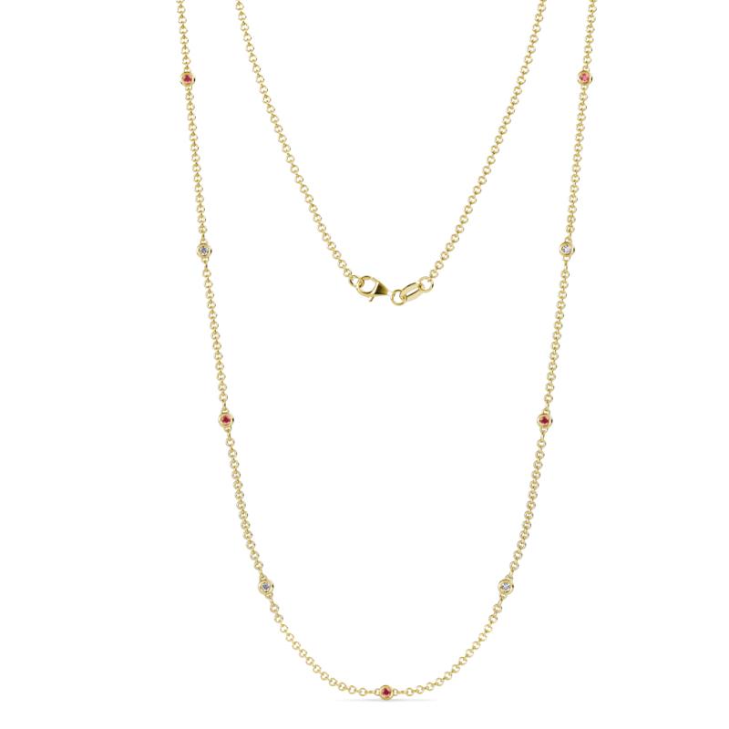 Adia (9 Stn/2mm) Pink Tourmaline and Diamond on Cable Necklace 