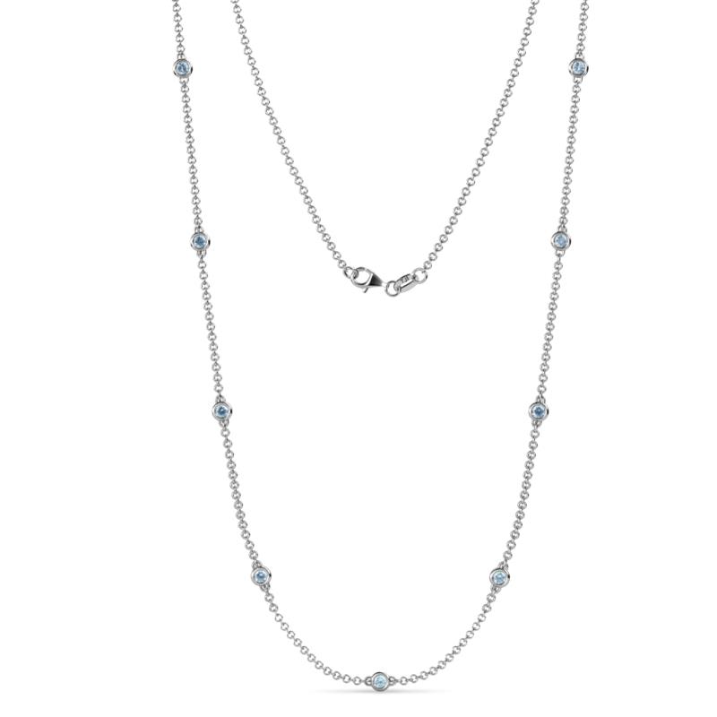 Adia (9 Stn/2.7mm) Aquamarine on Cable Necklace 